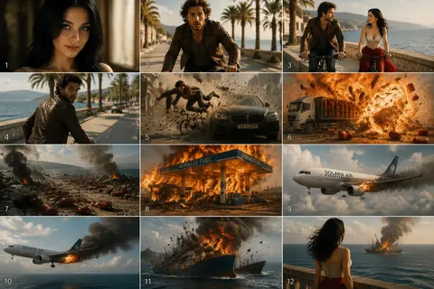 Cinematic action-drama storyboard sequence, ultra-photorealistic, anamorphic 2.3 - AI生成图片 2