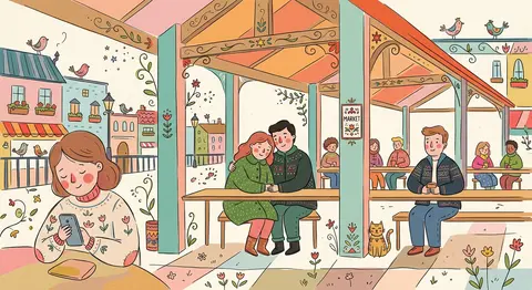 Transform the scene into a whimsical folk-style flat illustration with playful d - AI生成图片 2