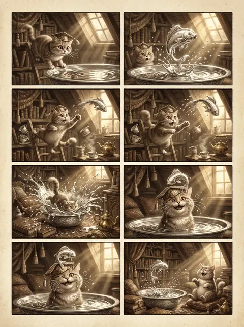 Storyboard sheet, 3x2 grid with 6 panels on one page, no text, exuberant joyful - AI生成图片 2
