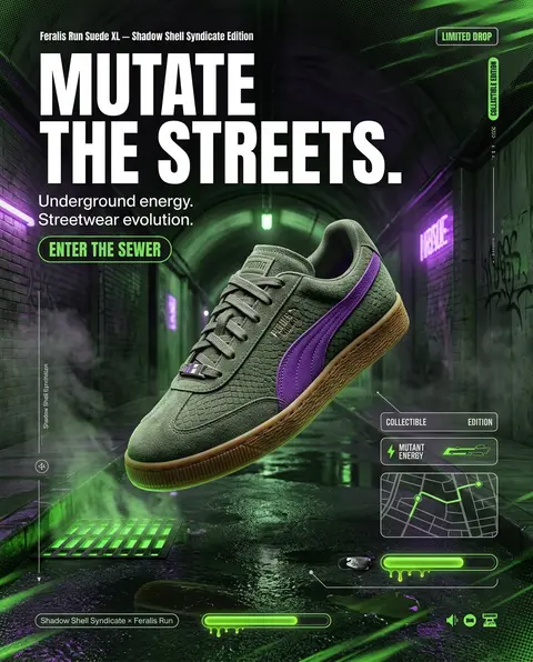 4:5 vertical premium sneaker SMM campaign, hyper-realistic streetwear advertisin - AI生成图片 2