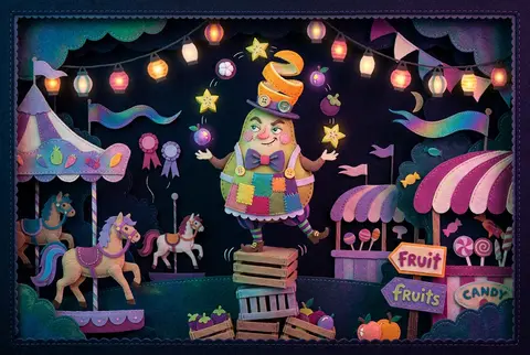 A mischievous market fruit vendor with a pear-shaped silhouette and rosy cheeks - AI生成图片 3