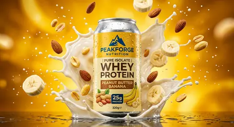 Hyper-realistic commercial advertisement for a `PeakForge Nutrition` protein sha - AI生成图片 2