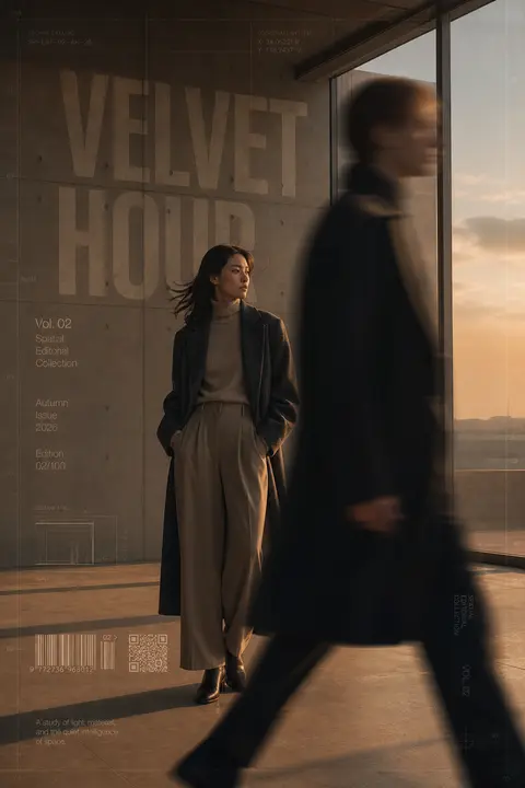 Create a 9:16 ultra-luxury editorial fashion poster titled "VELVET HOUR", photog - AI生成图片 3