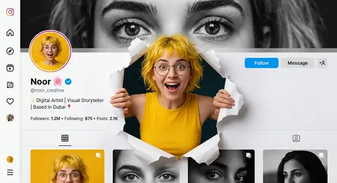 A creative 3D photo manipulation of a social media profile interface, featuring - AI生成图片 2