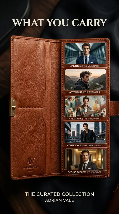 A premium 9:16 wallet advertising poster. Main Subject: An open handcrafted - AI生成图片 3