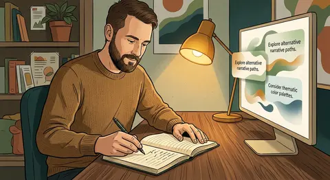 Editorial illustration of **Elias Voss**, a thoughtful independent writer-design - AI生成图片 2