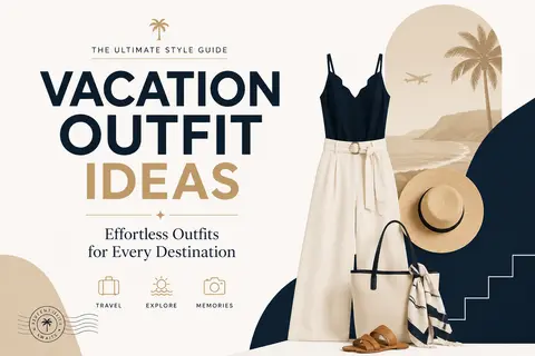 Minimalist premium e-book cover for “Vacation Outfit Ideas,” clean editorial typ - AI生成图片 2
