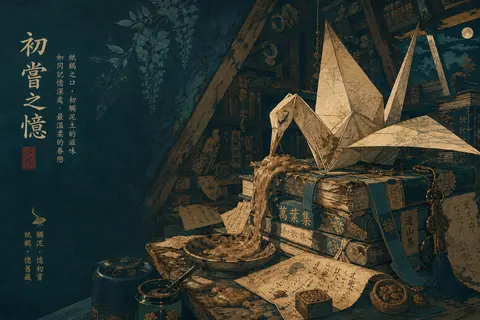 A melancholic yet sumptuous ukiyo-e woodblock print poster of a living origami p - AI生成图片 1