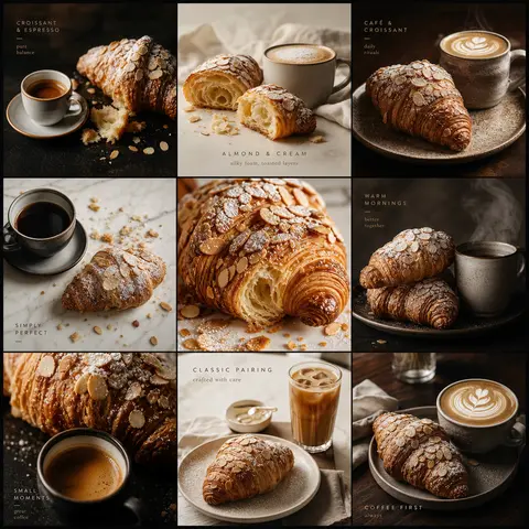 Ultra-premium vertical 3x3 editorial campaign board for a high-end bakery-coffee - AI生成图片 1
