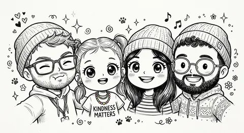 Turn the uploaded photo into a cute black-and-white hand-drawn doodle illustrati - AI生成图片 3