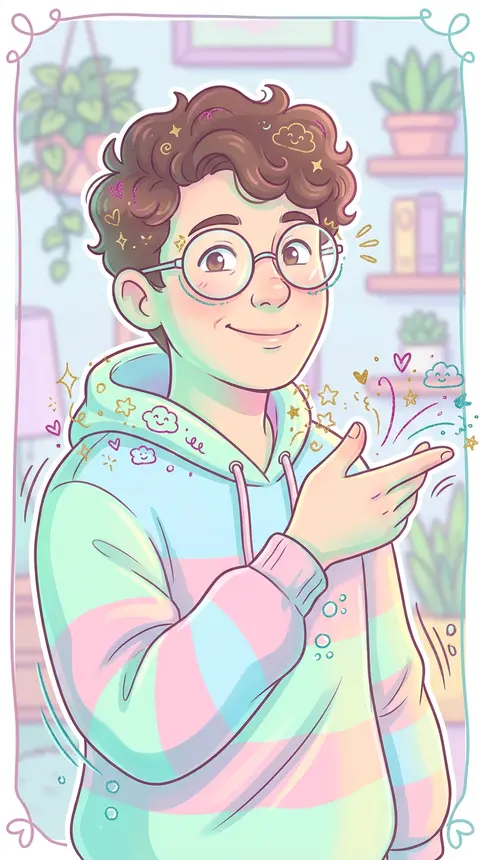 Transform the uploaded portrait into a cute, candy-bright cartoon illustration w - AI生成图片 2