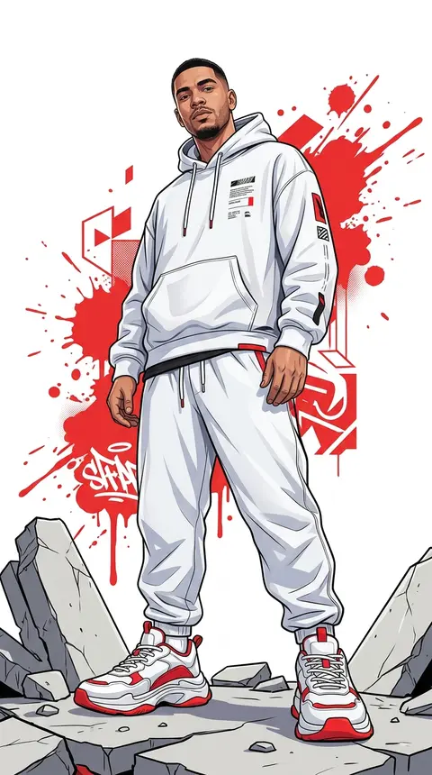 A dynamic full-body urban illustration of a man (use the exact face from the pro - AI生成图片 3