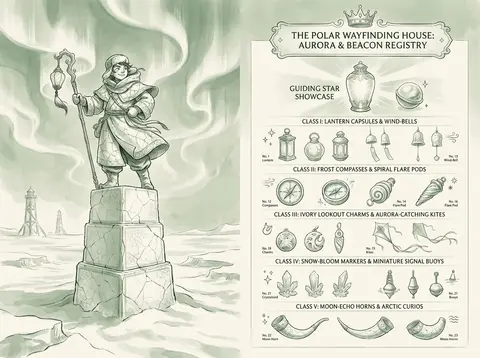 A whimsical lighthouse keeper balancing atop a tall, tiered beacon registry carv - AI生成图片 1