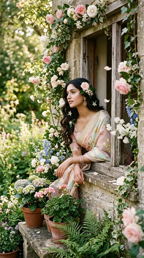 A luminous young South Asian woman named Amara Devani leans against the weathere - AI生成图片 1