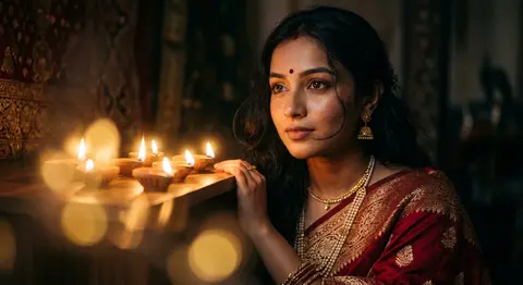 A hyper-photorealistic cinematic soft-focus portrait of Priyasha Devani, draped - AI生成图片 2
