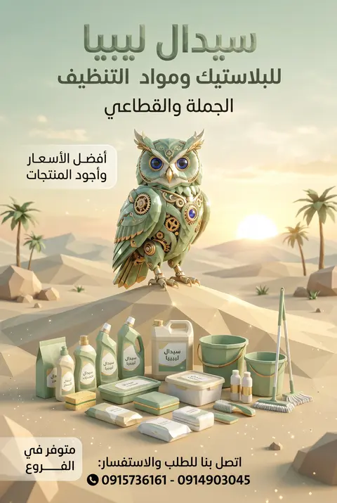 تصميم منشور سوشيال ميديا إعلاني احترافي لمتجر "سيدال ليبيا" لبيع البلاستيك ومواد - AI生成图片 2