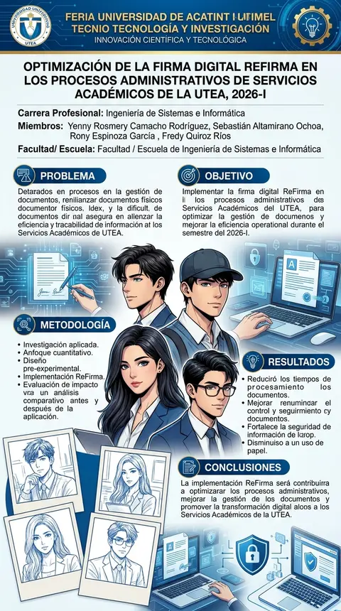 Diseña un póster académico profesional para una feria de tecnología e investigac - AI生成图片 3