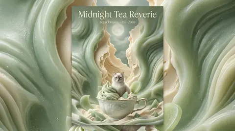 A whimsical vaporwave luxury poster set in a midnight carnival tea garden: the e - AI生成图片 1