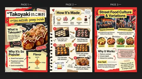 Create a vibrant, colorful 3-page zine-style infographic about a trendy internat - AI生成图片 2
