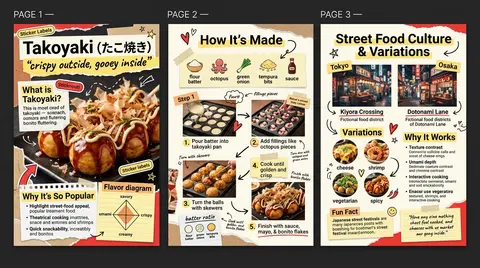 Create a vibrant, colorful 3-page zine-style infographic about a trendy internat - AI生成图片 3