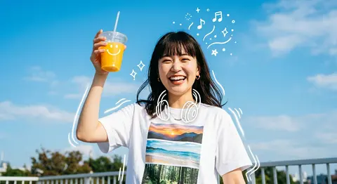 A medium low-angle shot of a joyful young woman with dark hair and straight bang - AI生成图片 4