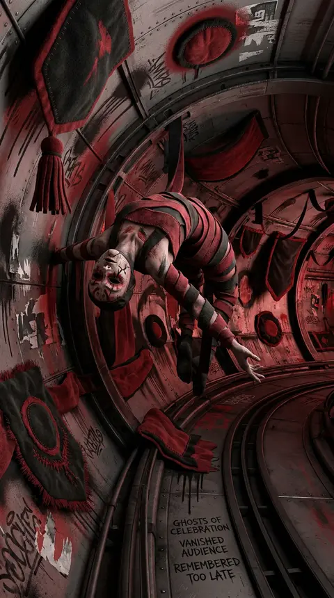 A sorrow-soaked graffiti mural stretched across the inner hull of an orbital sta - AI生成图片 3