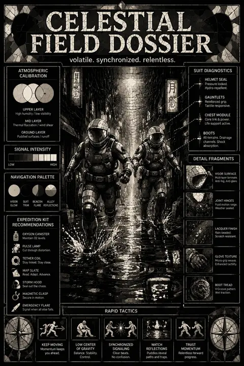 9:16 vertical stained-glass mosaic infographic, twin astronaut explorers in a ra - AI生成图片 3