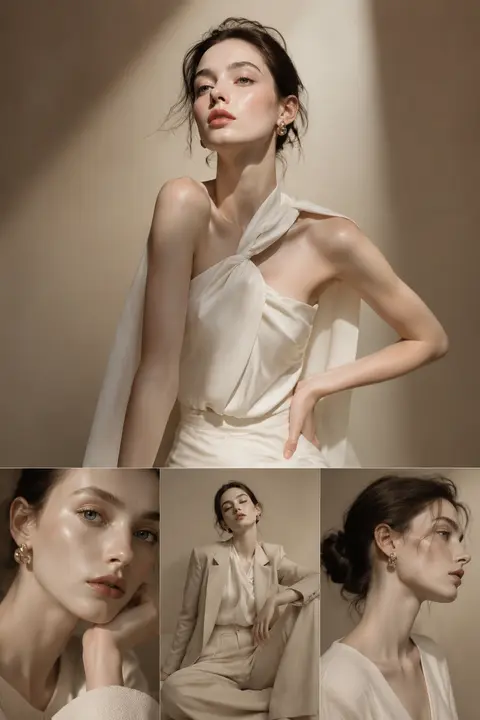 High-fashion editorial collage in a refined luxury magazine style, vertical comp - AI生成图片 3
