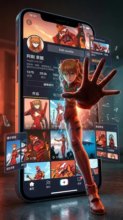 Generate a vertical `9:16` cinematic visual poster themed around `social media i - AI生成图片 1