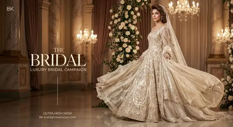 Luxury haute couture bridal fashion campaign inspired by elite Vogue, Dior, Saby - AI生成图片 3
