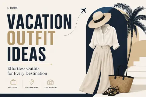 Minimalist premium e-book cover for “Vacation Outfit Ideas,” clean editorial typ - AI生成图片 1