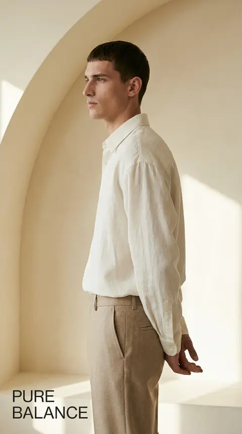 Premium minimalist fashion campaign. Main Subject: Male model wearing an oversiz - AI生成图片 3