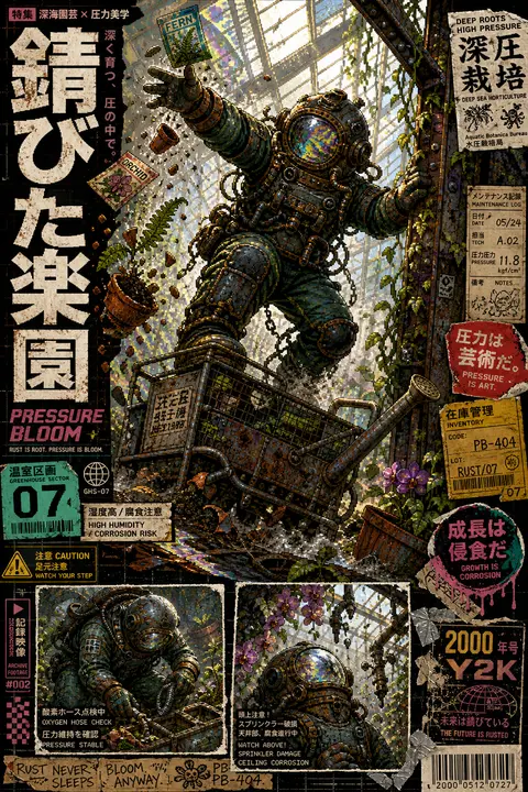16-bit pixel art editorial collage poster of a deep-sea diver rampaging through - AI生成图片 1