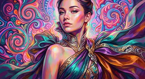 An ethereal heroine, Seraphine Vale, dressed in refined couture with flowing jew - AI生成图片 3