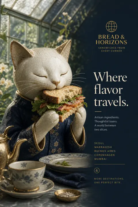 A serene 4:5 premium food-ad carousel slide for a fictional global sandwich bran - AI生成图片 3