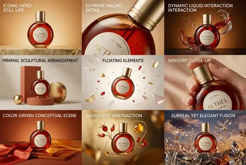 Create a 3×3 grid in 3:4 aspect ratio for a high-end commercial marketing campai - AI生成图片 1