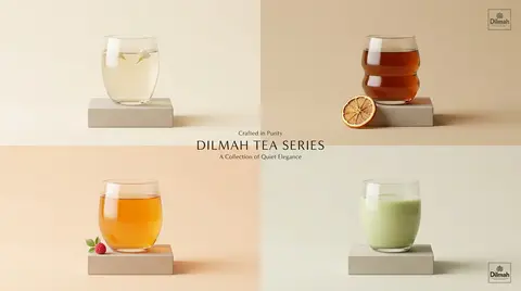 Create an ultra-premium 4-panel product poster for the Dilmah Tea series, mergin - AI生成图片 1