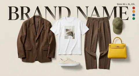 Create a premium fashion catalog flat lay on a clean soft beige studio backdrop, - AI生成图片 1