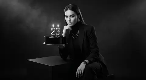 A bold, high-contrast studio portrait featuring a woman with the uploaded face a - AI生成图片 1