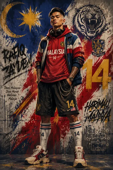 Rafiq Zayden, a fictional Southeast Asian football icon, featured in a Malaysia - AI生成图片 2
