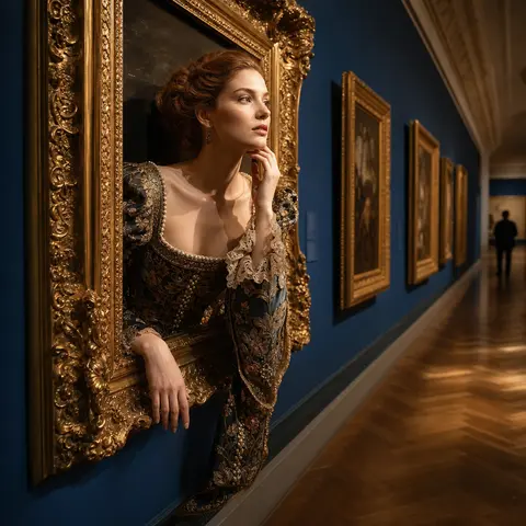 A surreal, ultra-realistic gallery tableau featuring Lady Seraphine Vale steppin - AI生成图片 2