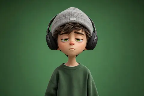 A stylized 3D cartoon boy character with a minimal, Pixar-like design, pale skin - AI生成图片 1