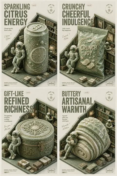 Ultra-premium isometric miniature scene, 2x2 four-panel collectible poster serie - AI生成图片 1
