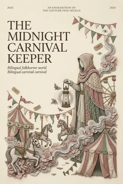Vertical exhibition poster, midnight carnival stitched entirely as embroidered t - AI生成图片 1