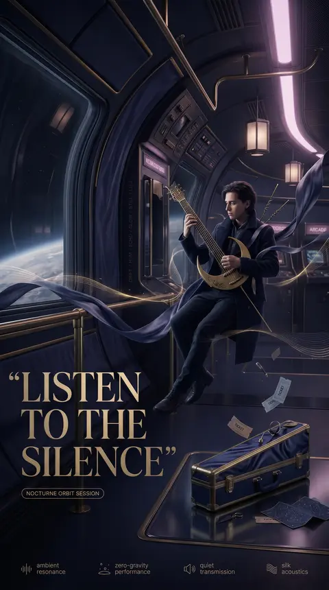 A vertical premium poster set inside a hushed orbital transit ring, featuring a - AI生成图片 2