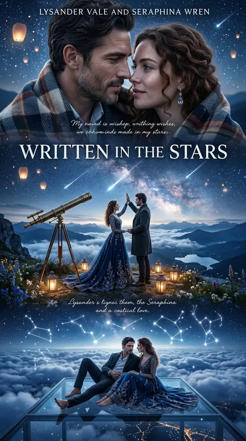 Ultra-realistic cinematic romance poster titled “WRITTEN IN THE STARS,” portrayi - AI生成图片 3