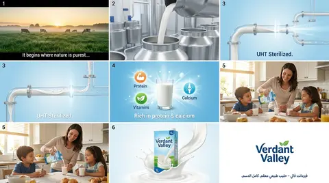 Storyboard Prompt: Verdant Valley Full-Fat UHT Milk (1L) Concept: “Pure from N - AI生成图片 1