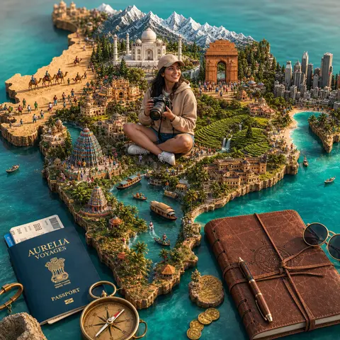 Highly detailed 3D miniature travel diorama of India shaped as a realistic raise - AI生成图片 1
