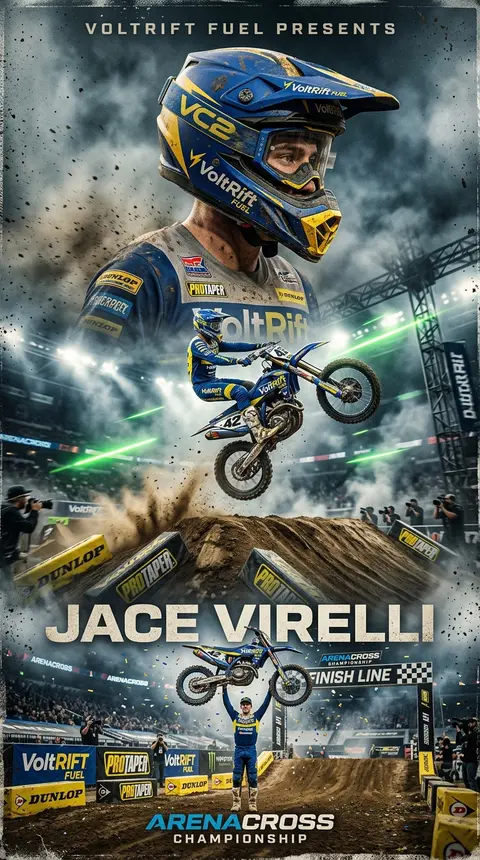Ultra-dynamic motocross racing scene inside a colossal indoor arena, rendered wi - AI生成图片 1