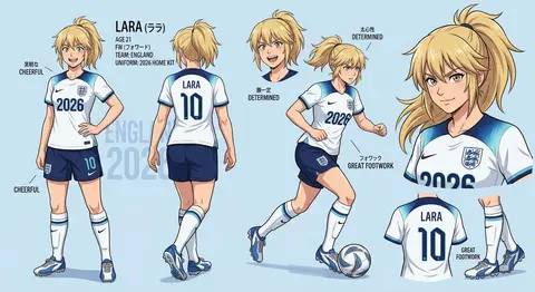 Create a character sheet of this England Player wearing England jersey kit 2026 - AI生成图片 1